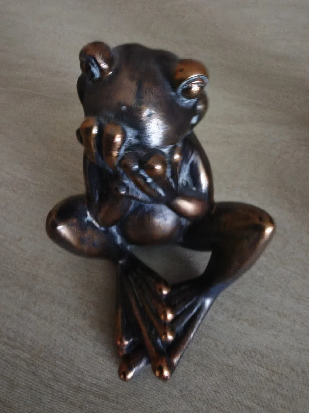 Three Bronze-Tone Hear/Speak No Evil Frog Figurines